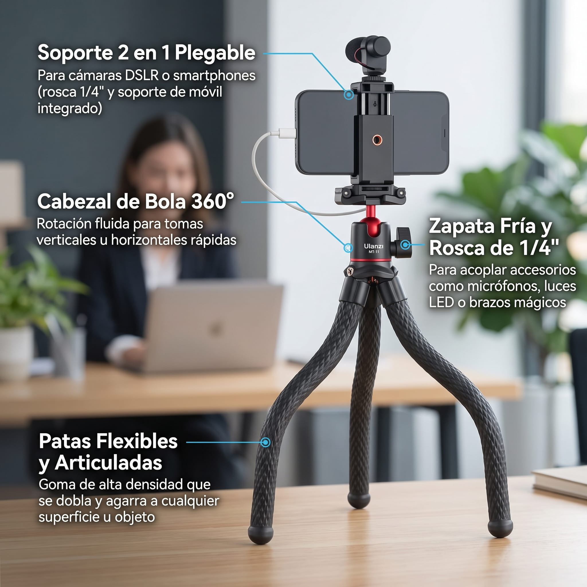 Tripode Ulanzi Flexible Gemini Generated Image kml7ngkml7ngkml7 Tripode Ulanzi Flexible - Imagen 2